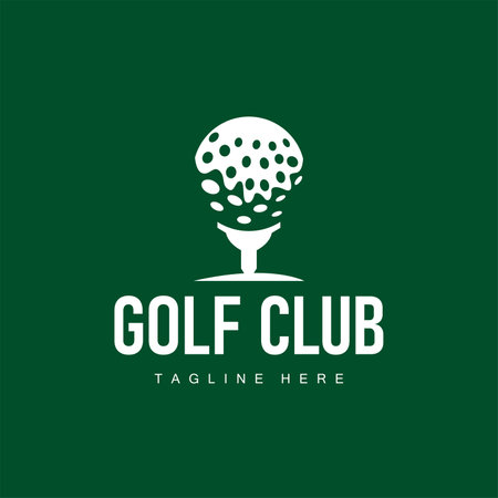 Golf club logo design and outdoor sport vector golf stick and ball template illustrationのイラスト素材