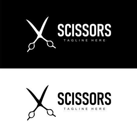 Barber tool scissors logo cutting tool vector, scissors simple background icon symbol designのイラスト素材
