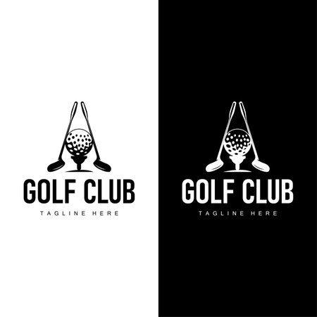 Golf club logo design and outdoor sport vector golf stick and ball template illustrationのイラスト素材