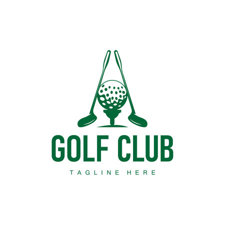 Golf club logo design and outdoor sport vector golf stick and ball template illustrationのイラスト素材