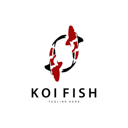 Koi Fish Logo Design Chinese Lucky Ornamental Fish Goldfish Company Brandのイラスト素材