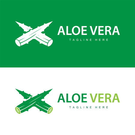 aloe vera logo cosmetic design simple green plant health symbol vector illustrationのイラスト素材