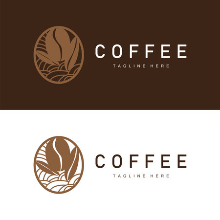 Coffee Shop Logo, Black Coffee Bean Design Vector Drink Simple Symbol Illustration Templateのイラスト素材