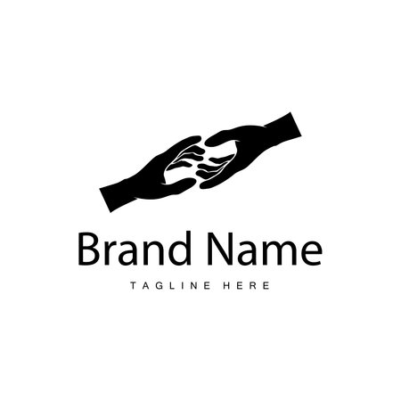 Simple hand and fingers vector design minimalist black silhouette product brand hand logo templateのイラスト素材