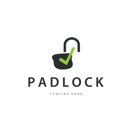 black silhouette padlock logo security illustration with simple shape design templateのイラスト素材