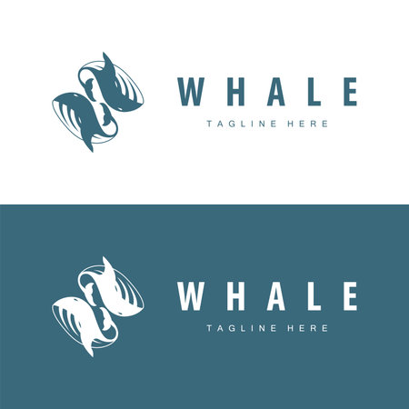 Simple whale logo sea animal silhouette design deep ocean concept big sea animal template illustrationのイラスト素材