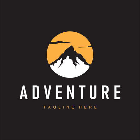 minimalist adventure design with simple mountain logo concept silhouette nature illustration templateのイラスト素材