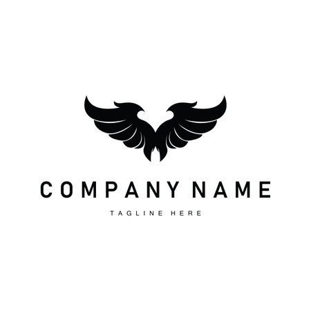 wing logo black silhouette design minimalist animal wings with simple black concept for business symbol or product brand templateのイラスト素材