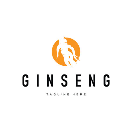 Ginseng logo design concept of natural herbal plant logo from nature with ginseng silhouette as symbol illustration templateのイラスト素材