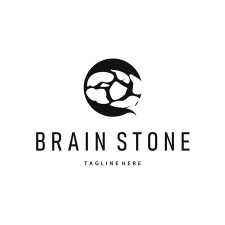 brain logo concept design with simple minimalist stone design as a symbol illustration templateのイラスト素材