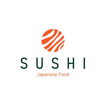 Sushi logo design as a typical Japanese food with an authentic and delicious taste, simple vector template illustrationのイラスト素材