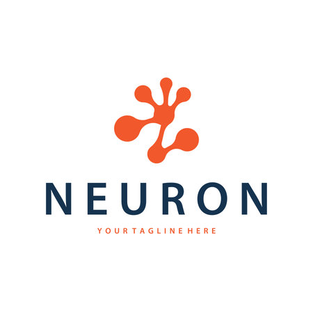 Neuron logo design concept of neuronal cell dna molecule atom with simple minimalist concept as icon symbol illustration templateのイラスト素材
