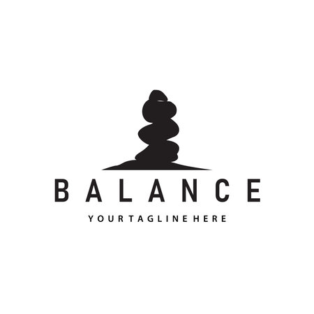 stone logo design natural river rock with symbol of balance relaxation and tranquility icon template designのイラスト素材