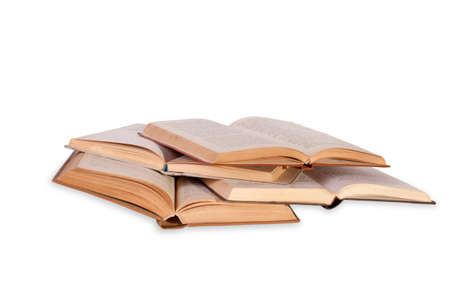 Open books isolated on white backgroundの写真素材