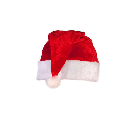 Single Santa Claus red hat isolated on white backgroundの写真素材