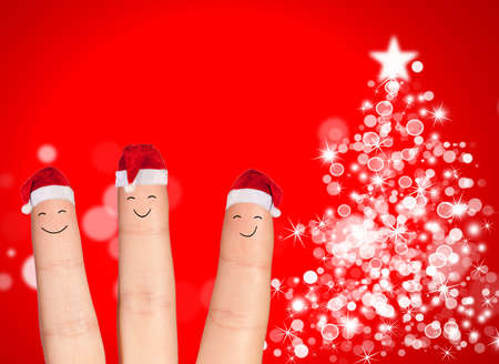 Happy finger hug on Holdiays themeの写真素材