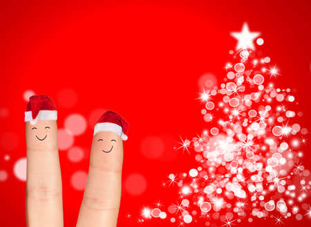 Happy finger hug on Holdiays themeの写真素材