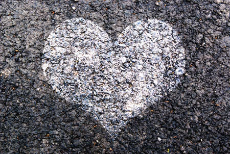 White Heart symbol painted on asphaltの写真素材