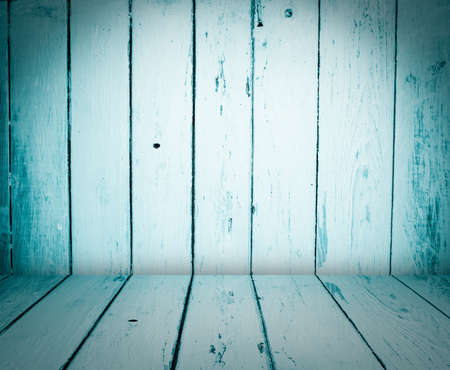 empty room with blue wall room and wooden floorの写真素材