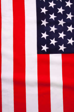 Closeup of ruffled American flagの写真素材