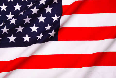 Closeup of ruffled American flagの写真素材