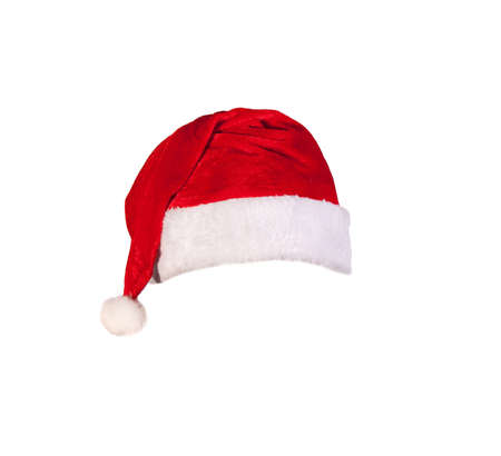 Santa Claus red hat isolated on white backgroundの写真素材
