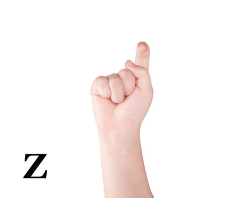 Finger Spelling the Alphabet in American Sign Language (ASL). The Letter Zの写真素材