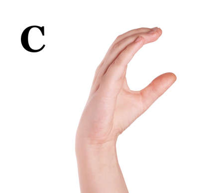 Finger Spelling the Alphabet in American Sign Language (ASL). The Letter Cの写真素材