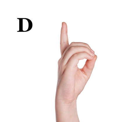 Finger Spelling the Alphabet in American Sign Language (ASL). The Letter Dの写真素材