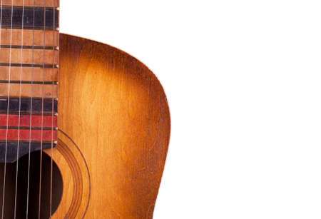 acoustic guitar isolated on white background closeupの写真素材