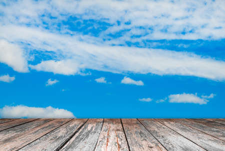 sky background with with wooden planks
