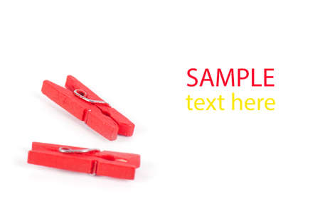 Colored clothespin on a white backgroundの写真素材