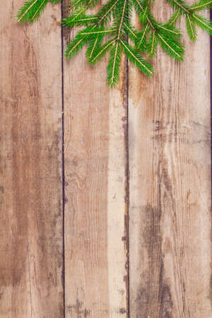 Christmas decoration with presents on wood boardの写真素材