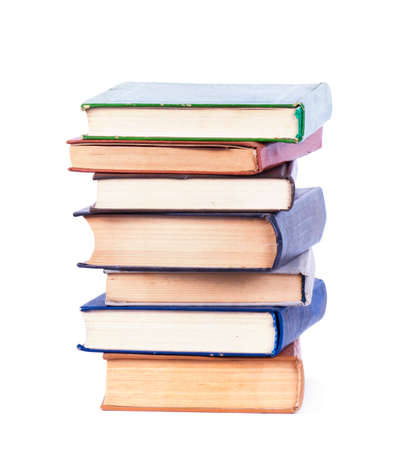 Stack of old books isolated on white backgroundの写真素材