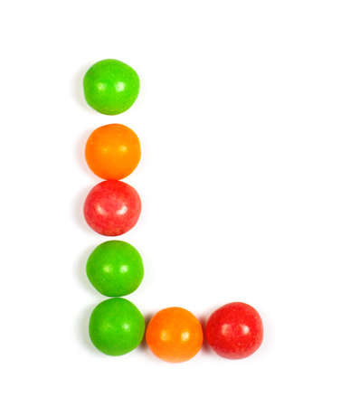 Candy alphabet L on white backgroundの写真素材