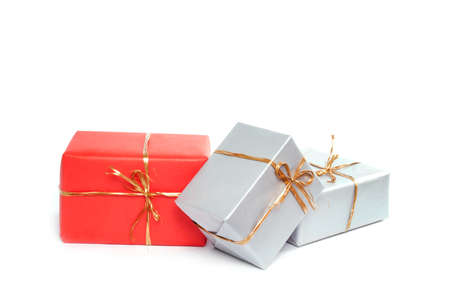 Gift boxes isolated on white backgroundの写真素材