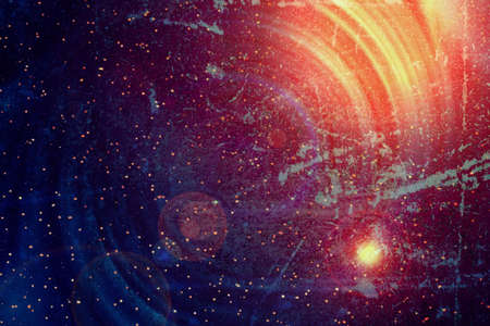 Image of glowing galaxy against black space and starsの写真素材