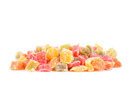 candied fruit group on white backgroundの写真素材