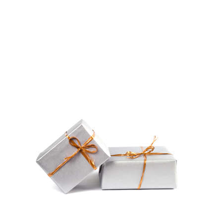 Gift boxes isolated on white backgroundの写真素材