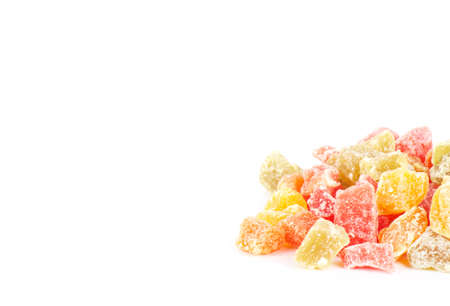 candied fruit group on white backgroundの写真素材