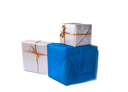 Gift boxes isolated on white backgroundの写真素材
