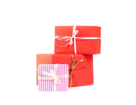 Gift boxes isolated on white backgroundの写真素材
