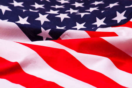 Closeup of ruffled American flagの写真素材