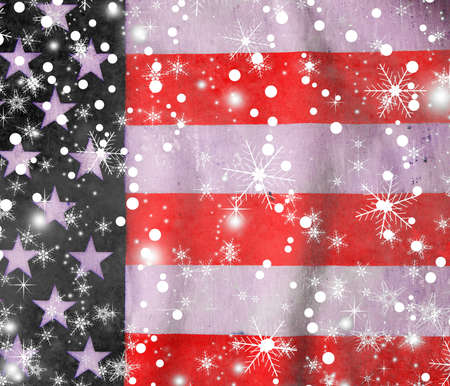 USA style background with snowflakeの写真素材