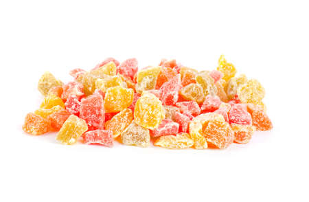 candied fruit group on white backgroundの写真素材