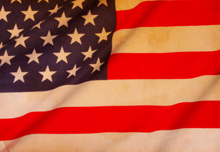 Closeup of ruffled American flagの写真素材