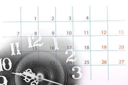 Collage with clock and calendar, time conceptの写真素材