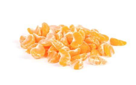 Mandarine slice (heap) isolated on white backgroundの写真素材