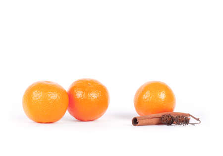 Ripe mandarins isolated on a white backgroundの写真素材