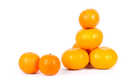 Ripe mandarins isolated on a white backgroundの写真素材